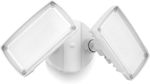 Vista 10 de LUTEC - Reflector de luz de doble cabeza para exteriores, impermeable, luz blanca de pared, de seguridad para patio, jardín Blanco - Del anochecer