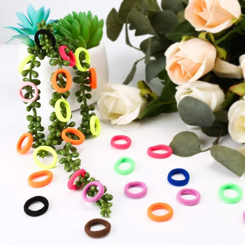 Vista 7 de Gomas para el pelo de bebé, gomas de algodón para niñas, bandas de pelo sin costuras para niños, coleteros elásticos para niñas, diámetro de 0.97