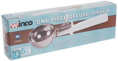 Vista 5 de Winco ICOP-6 - Plato de helado con mango blanco, tamaño 6, 5.5 onzas, acero inoxidable