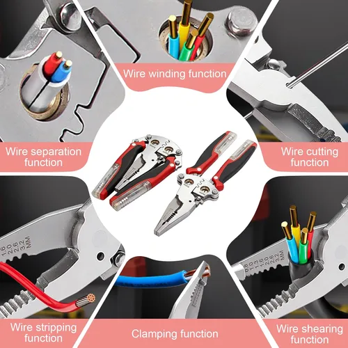 Vista 3 de Alicates para pelar cables Pro 10 en 1 con detector de voltaje, herramienta de pelado eléctrico multiusos de actualización 2026 de 12-250 V CA/CC