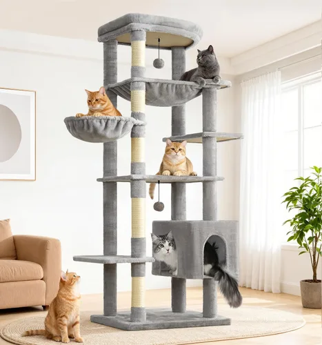 Vista 11 de Made4Pets - Árbol alto para gatos, torre de árbol de gato de 71 pulgadas para gatos de interior grande y adulto, torre de felpa de varios niveles