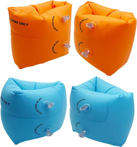 Vista 9 de Flotadores inflables de brazo para niños pequeños, alas de agua inflables para niños, bandas flotantes de brazo azules para natación para niños