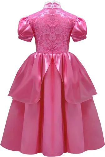 Vista 3 de Disfraz de princesa melocotón para niñas, vestido de princesa durazno para cosplay, disfraz de fiesta de Halloween