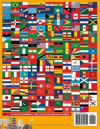 Vista 2 de BANDERAS DEL MUNDO PARA COLOREAR (208 PAISES) Todos los Países, Capitales, Población, Monedas, Idiomas, Superficie y Banderas del mundo Colorea