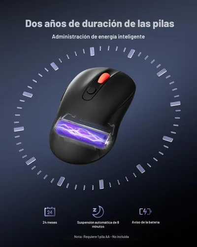 Vista 6 de wegear Mouse inalámbrico USB para computadora portátil, Mac, mouse inalámbrico de 2.4 GHz con 6 botones, 5 niveles ajustables 4000 DPI, mouse óptico