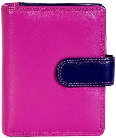 Vista 3 de VISCONTI RB40 Cartera y monedero de cuero suave pequeño multicolor para mujer, Rosa, Púrpura