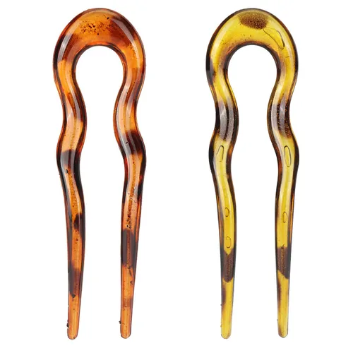 Vista 3 de Lawie Paquete de 7 horquillas de plástico para el cabello, palillos, horquillas para el cabello, palillos tallados huecos largos, pinzas