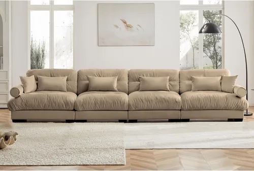 Vista 29 de Sofá modular de terciopelo con botones en L, sofá modular reversible de esquina de 2 plazas, sofá biplaza y otomano, combinación gratuita de 93.7
