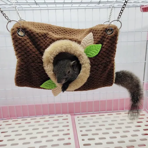 Vista 6 de Hamaca de animales pequeños, hamaca colgante de hámster y túnel de cama cálida jaula de nido para colgar túnel y hamaca para planeador de azúcar