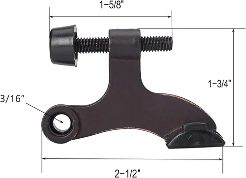 Vista 8 de Tope de puerta de pasador de bisagra de bronce aceitado, paquete de 8 unidades, tornillos de cabeza ajustables, protectores de pared resistentes