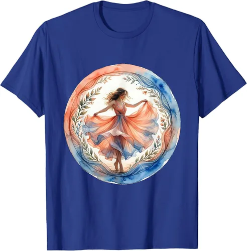 Vista 5 de Flowy Sundress Dancing in Ocean Breeze Design T-Shirt Purple
