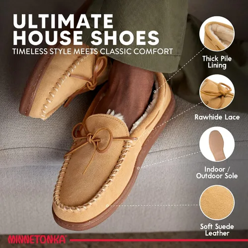 Vista 3 de Minnetonka - Pantuflas con suela rígida y forro de pelo para hombre