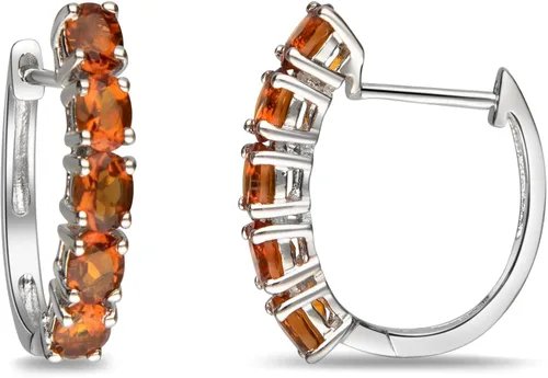 Vista 3 de Gin & Grace Aretes de plata de ley 925 con citrino genuino para mujer., Metal Gema, Citrino