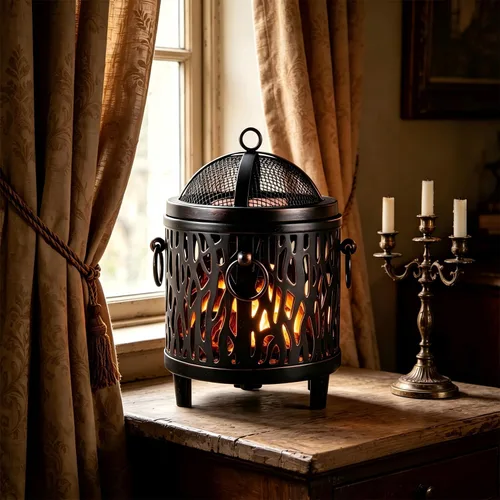Vista 6 de Calentador de cera para chimeneas eléctricas, quemador de cera metálica, calentador de cera perfumada para regalos y decoraciones de oficina en casa