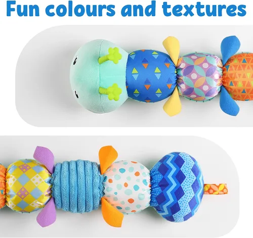 Vista 4 de LIGHTDESIRE Juguetes musicales para bebés de oruga, juguete de animal de peluche para bebé con crujido y sonajeros, juguetes sensoriales suaves