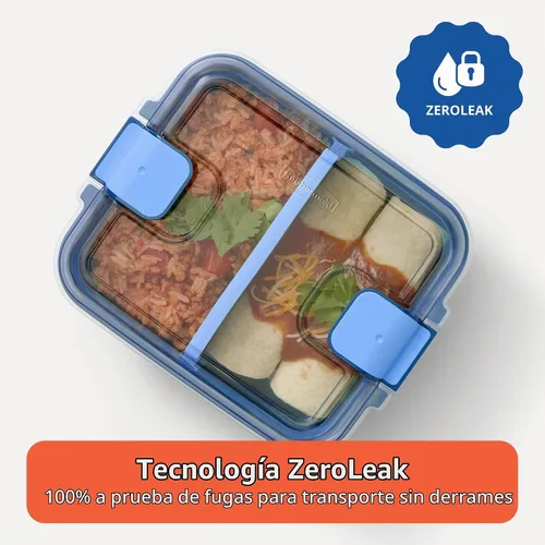 Vista 3 de Rubbermaid Pack & Go - Juego para microondas con dos recipientes de 1.35 L con inserto divisor y dos recipientes redondos de 12.2 fl oz, recipientes