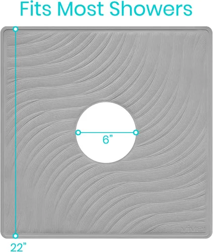 Vista 6 de Alfombrilla de ducha Vive - 22" por 22" cuadrada antideslizante, tapete grande de baño para bañera - Diseño patentado - Almohadilla antideslizante