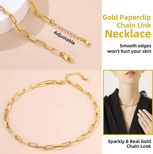 Vista 4 de GOLDCHIC JEWELRY Gargantilla gruesa de oro para mujer, collar de cadena cubana de 0.197 pulgadas, 0.472 pulgadas, 0.472 pulgadas, 0.71 pulgadas