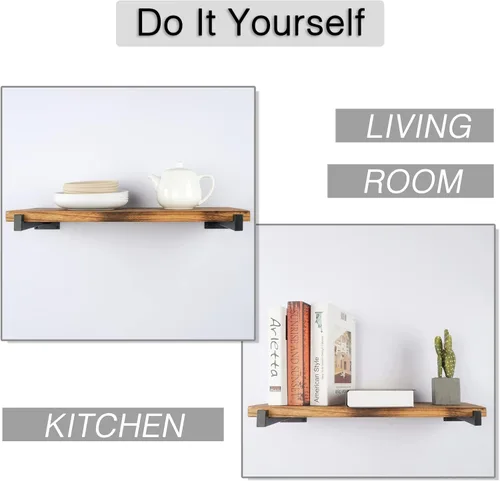 Vista 6 de OVOV Paquete de 6 soportes de estante negros de 6 pulgadas con soporte de estante industrial para almacenamiento de cocina, baño, soporte de estante