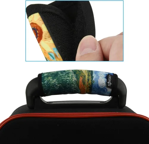Vista 6 de CM Paquete de 5 manijas de neopreno para equipaje de neopreno, identificadores de equipaje para bolsa de viaje, equipaje o maleta