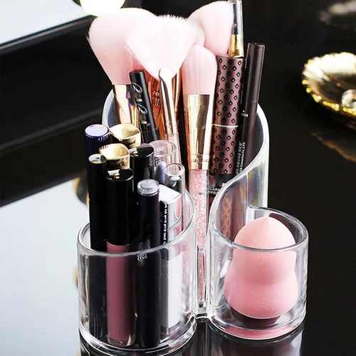 Vista 4 de Caja de almacenamiento de brochas de maquillaje Soporte transparente de acrílico cosmético