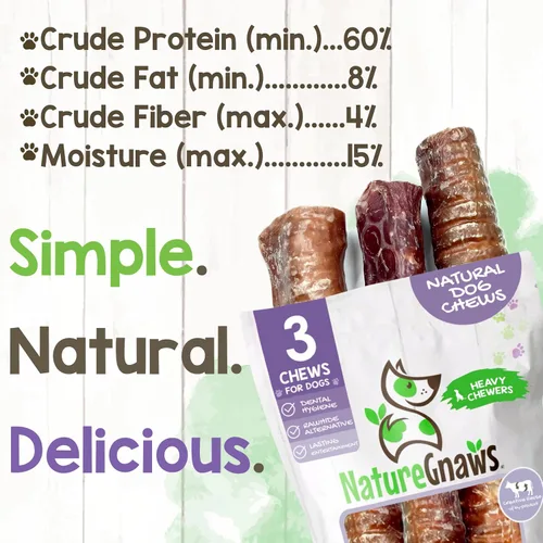 Vista 5 de Nature Gnaws Masticables crujientes para perros, tráquea y golleta, 3