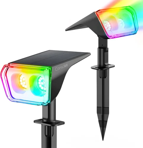 Vista 12 de Consciot Focos solares impermeables para exteriores, 24 LED del anochecer al amanecer, luces de pared ajustables 2 en 1, focos solares de paisaje