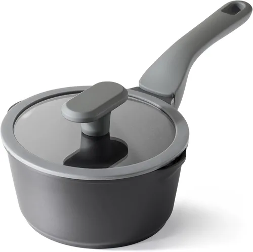 Vista 19 de PRICUSIS Cacerola antiadherente de cerámica con tapa, olla no tóxica de 1.3 cuartos de galón con boquillas de vertido, totalmente revestida, 100%