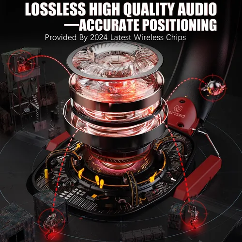Vista 3 de Auriculares inalámbricos para juegos de 2.4 GHz USB y tipo C para PC, PS4, PS5, Switch, auriculares Bluetooth 5.3 para juegos con micrófono