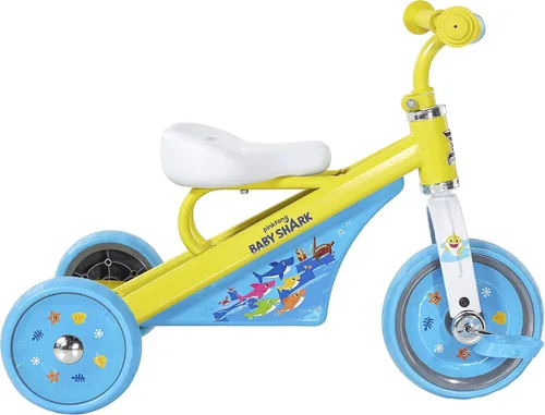 Vista 2 de Dynacraft Triciciclo Baby Shark para niños, diseño divertido y colorido, resistente y seguro, perfecto para niños pequeños que aprenden a montar