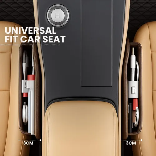 Vista 6 de Organizador Universal para Espacio entre Asientos de AC4®️ Almacenamiento de Lujo en Cuero PU para Coche, SUV y Camiones Organizador de Bolsillo