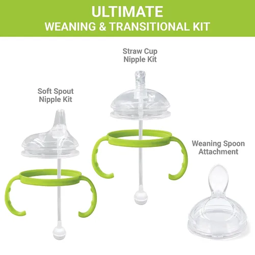 Vista 2 de Ultimate Weaning and Transitional Nipple Kit compatible con biberones Comotomo de 5 oz y 8 oz a partir de 4 meses