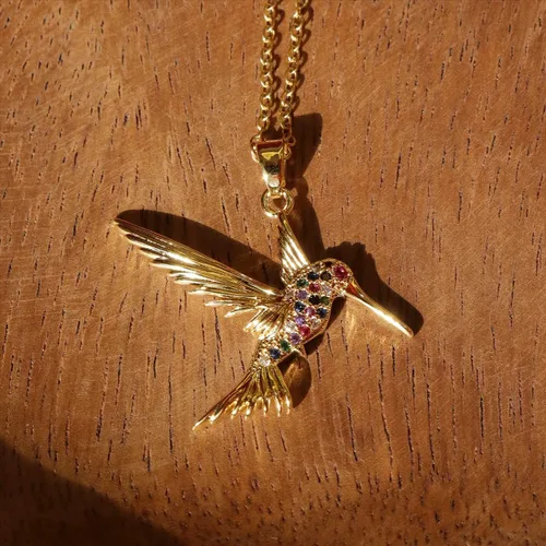 Vista 6 de Lindo collar con colgante de oro de animal para mujer, cadena de eslabones delicados, circonita cúbica brillante, regalos para parejas y familiares