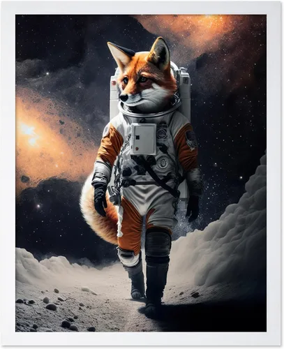 Vista 34 de Poster Master Póster vintage de animales – Impresión retro divertida – Regalo para artista, amigo – Oso Grizzly en traje espacial, astronauta, luna