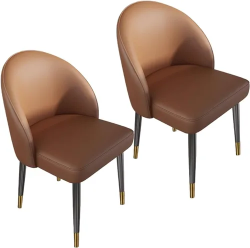 Vista 12 de YVYKFZD Juego de sillas de comedor, silla de comedor de cuero con respaldo curvo, sillas de cocina sin brazos, silla auxiliar tapizada cómoda
