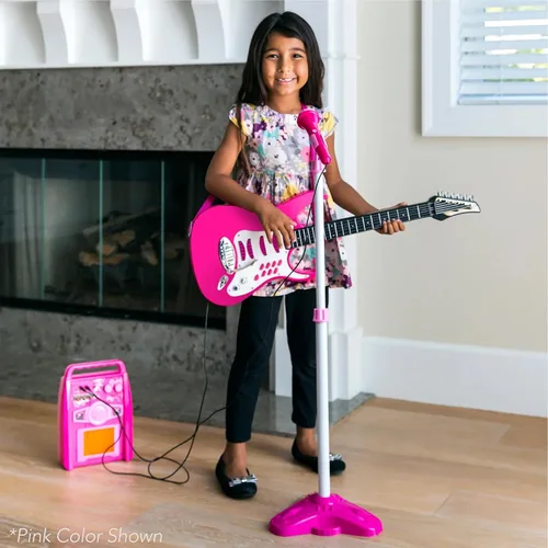 Vista 2 de Best Choice Products Juego de guitarra musical eléctrica para niños, kit de inicio de guitarra de juguete con 6 canciones de demostración, barra