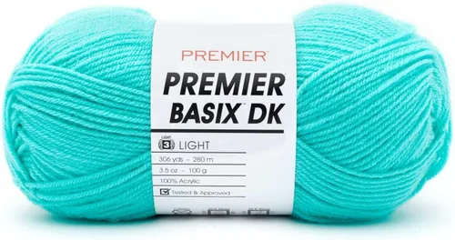 Vista 32 de Premier Yarns Basix DK - Hilo de peso, hecho de acrílico, hilo ideal para ganchillo y tejido, lavable a máquina, rubor, 3.5 onzas, 306 yardas