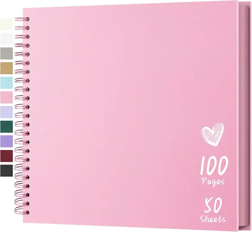 Vista 24 de Álbum de recortes de 7 x 7 pulgadas, álbum de recortes DIY de tapa dura de papel kraft, álbumes de fotos, 40 páginas, perfecto para fotos de 4 x 6