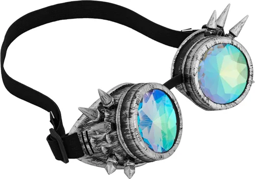 Vista 87 de Gafas caleidoscopio para raves trippy psicodélico steampunk con lentes de cristal de difracción de prisma arcoíris