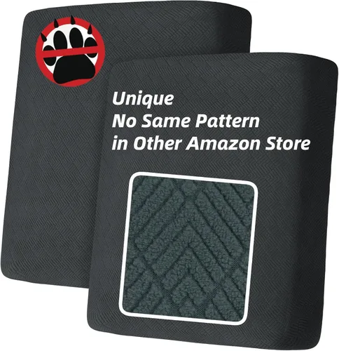 Vista 43 de YEMYHOM Funda de cojín para sofá, funda de cojín de asiento de alta elasticidad, tela jacquard geométrica de felpa, protector de sofá antideslizante
