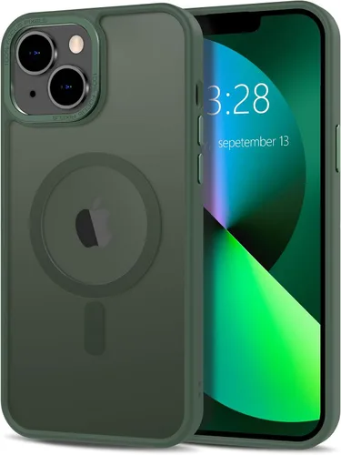 Vista 123 de Anuck - Funda magnética para iPhone 11 compatible con MagSafe, carcasa trasera mate translúcida dura, borde de TPU, delgada, resistente a impactos