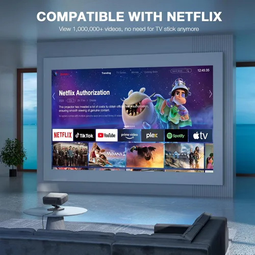 Vista 2 de [Aplicación con licencia oficial y 2500 ANSI] Proyector 4K con WiFi y Bluetooth, audio Dolby 3D y proyector inteligente
