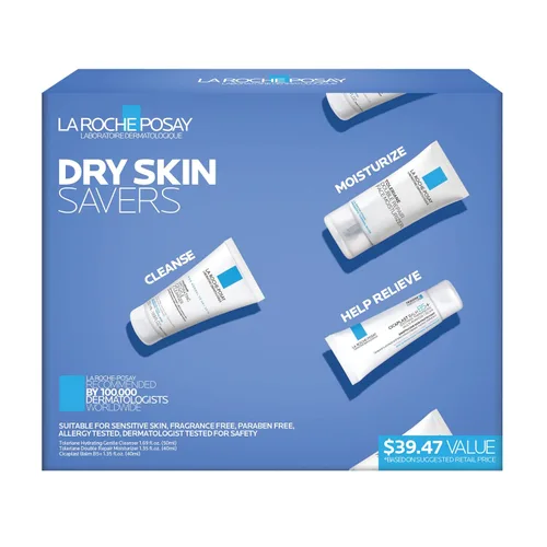 Vista 7 de La Roche-Posay Set de regalo protector de piel seca con Toleriane Limpiador suave hidratante facial 1.7 fl oz, hidratante facial de doble reparación