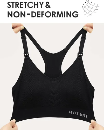 Vista 5 de HOFISH Sujetadores de lactancia de soporte para lactancia materna de impacto medio para maternidad y lactancia, brasier deportivo sin costuras