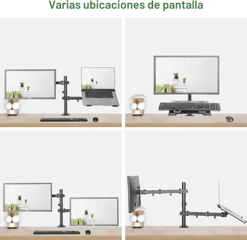 Vista 7 de UPGRAVITY Soporte para monitor y portátil, brazo de monitor con bandeja ventilada para pantallas LCD de computadora de 13 a 27 pulgadas y portátiles