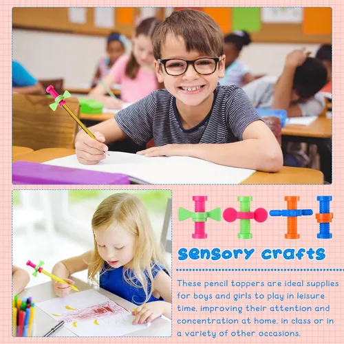 Vista 5 de 24 piezas de juguetes sensoriales para aliviar el estrés, para lápices, de plástico, coloridos, para TDAH, autismo, ansiedad y alivio del estrés