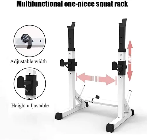 Vista 2 de Soporte de barra ajustable, soporte de inmersión para sentadillas, banco de prensa para mancuernas, equipo de fitness resistente