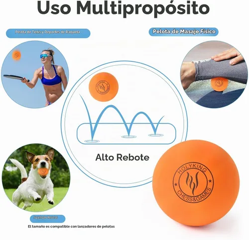 Vista 3 de HOLYKING Pelotas de tenis hinchables de goma de alto rebote 3 paquetes Azul Rojo Naranja