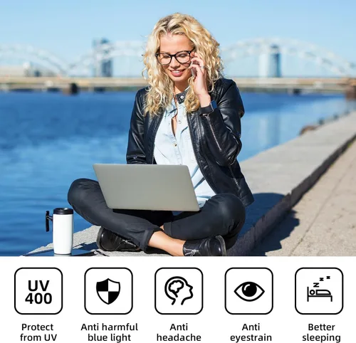 Vista 6 de Okany Lentes de bloqueo de luz azul para mujeres, hombres y mujeres, con filtro de pantalla de computadora negra, gafas de juego para mujeres
