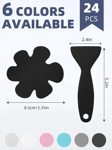 Vista 2 de Secopad 24 calcomanías antideslizantes para bañera con raspador, color Negro